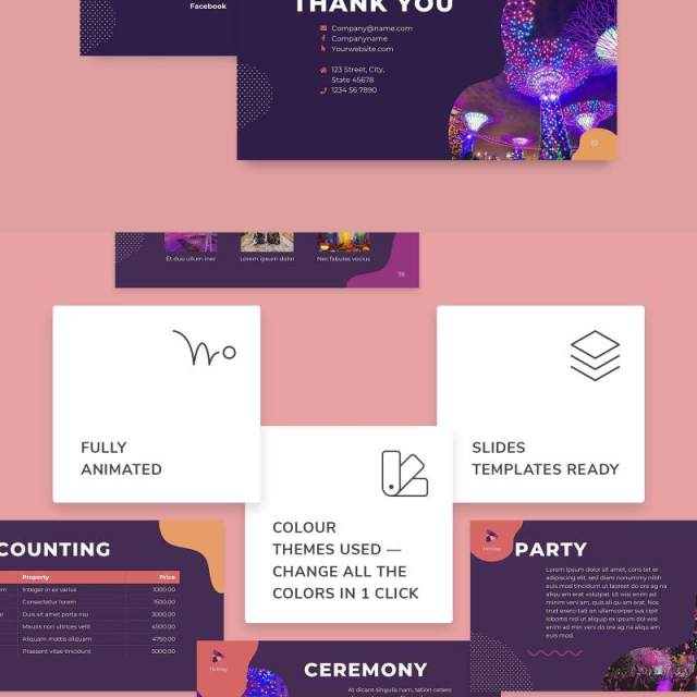 紫色活动项目管理宣传策划PPT模板不含照片Event Management PowerPoint Presentation Template