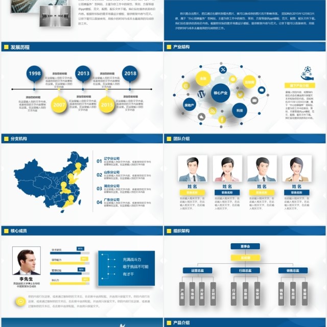 蓝色简约公司简介PPT模板