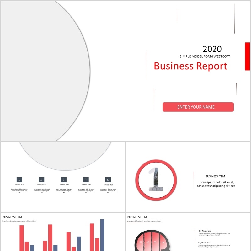 红色简约商业报告工作计划总结PPT模板