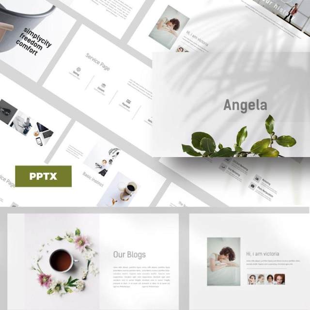 简约简洁PPT模板版式设计Angela - Powerpoint template