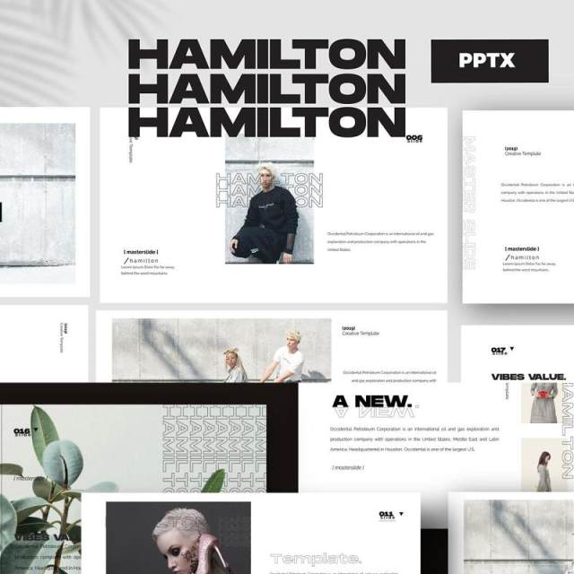 时尚造型师PPT模板版式设计HAMILTON - Powerpoint Business Corporate