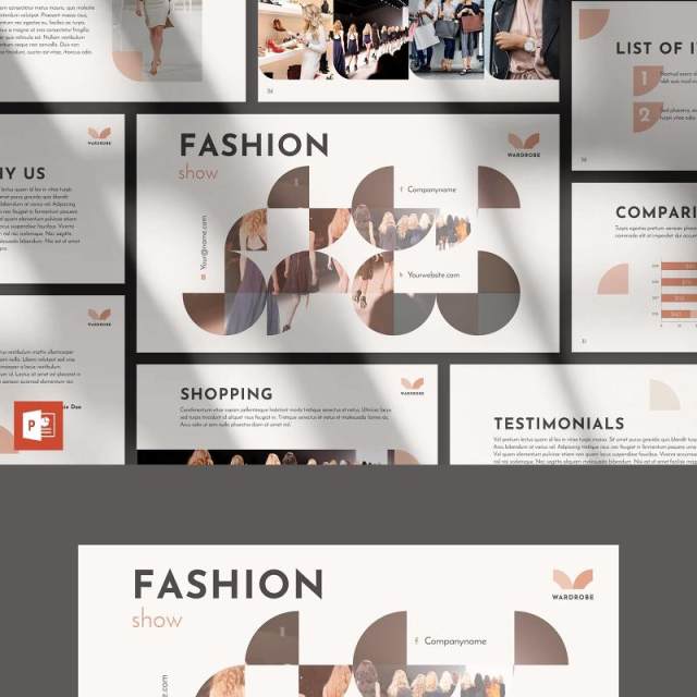 品牌时尚服装时装秀宣传介绍PPT模板不含照片Fashion Show PowerPoint Presentation Template
