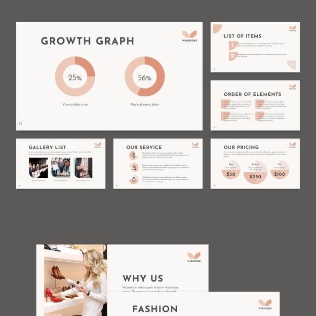 品牌时尚服装时装秀宣传介绍PPT模板不含照片Fashion Show PowerPoint Presentation Template