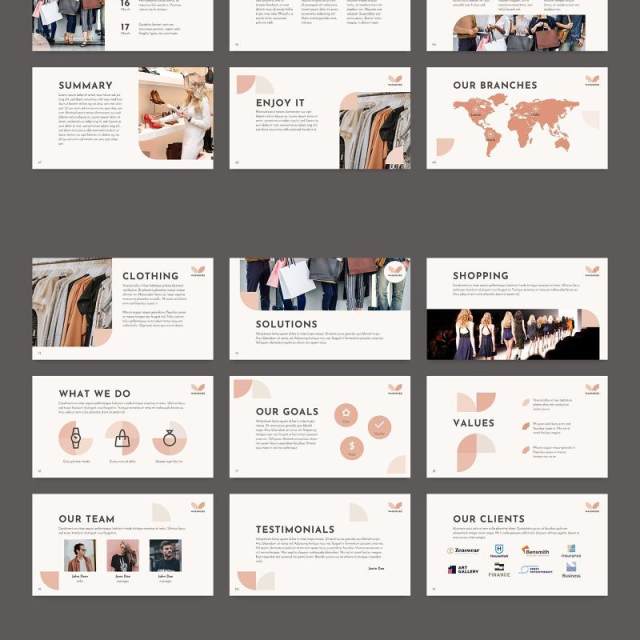 品牌时尚服装时装秀宣传介绍PPT模板不含照片Fashion Show PowerPoint Presentation Template