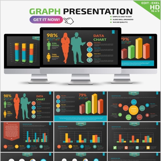 创意图形柱状图PPT信息图表Graph Powerpoint