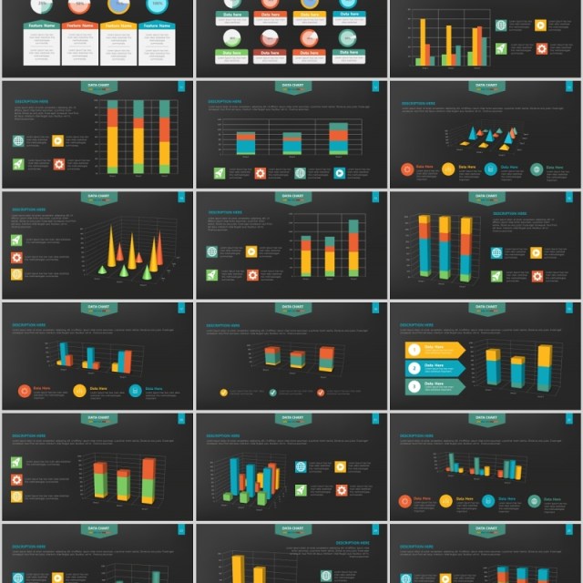 创意图形柱状图PPT信息图表Graph Powerpoint