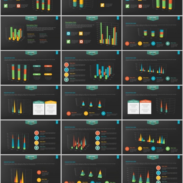 创意图形柱状图PPT信息图表Graph Powerpoint