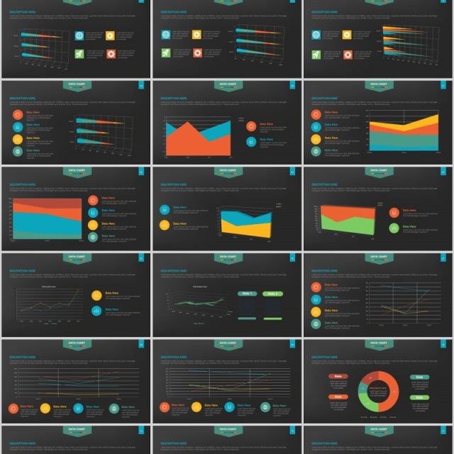 创意图形柱状图PPT信息图表Graph Powerpoint