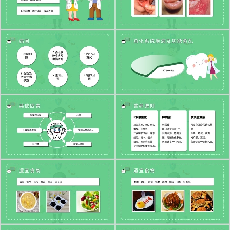 绿色口腔保健医疗卫生讲座牙齿医学护理PPT模板