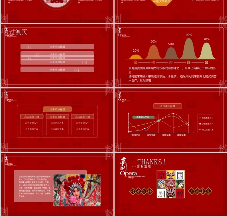 红色中国京剧梨园戏曲文化艺术PPT模板