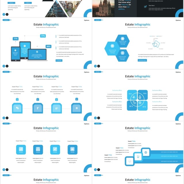 旅游景点宣传图片排版国外PPT图表模板The Estate - Powerpoint Template