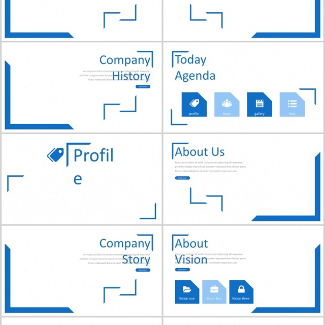 蓝色公司简介PPT模板rosana powerpoint template