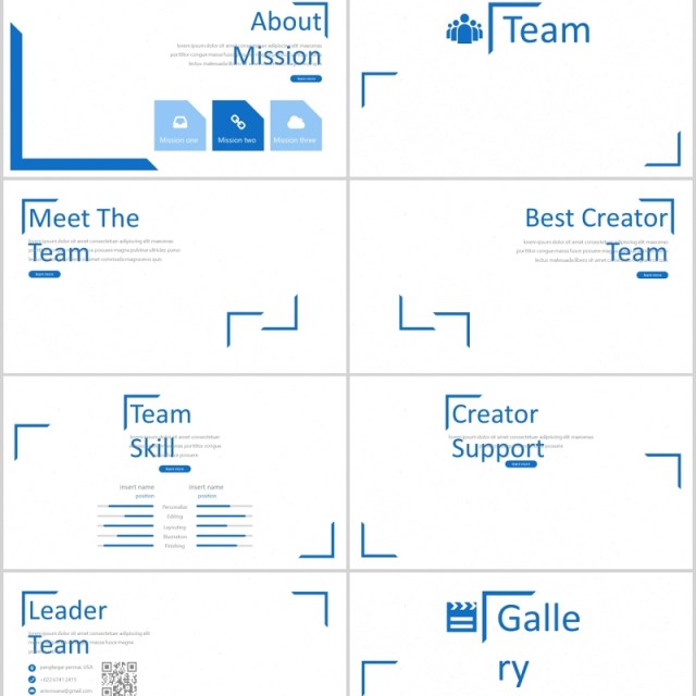 蓝色公司简介PPT模板rosana powerpoint template