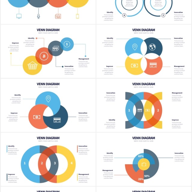 维恩图文氏交叉重叠交集信息图表PPT素材Venn Powerpoint Template