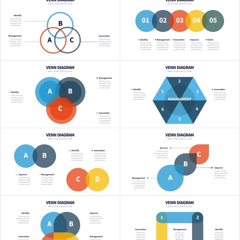 维恩图文氏交叉重叠交集信息图表PPT素材Venn Powerpoint Template