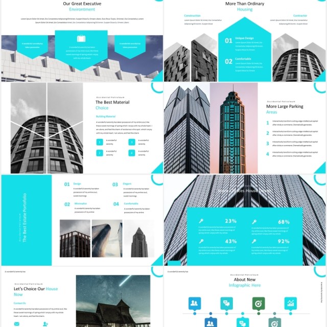 蓝色房地产建筑建设宣传展示PPT模板Real Estate - Powerpoint Template
