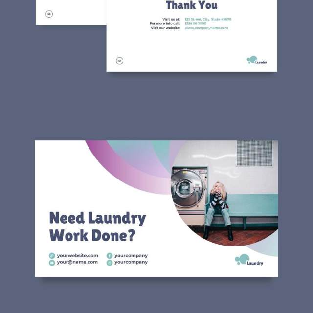 洗衣房洗衣店商业PPT版式模板Laundry PowerPoint Presentation Template