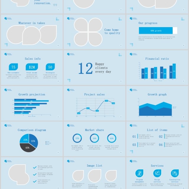 建筑公司项目宣传介绍PPT版式模板Building Company PowerPoint Presentation Template