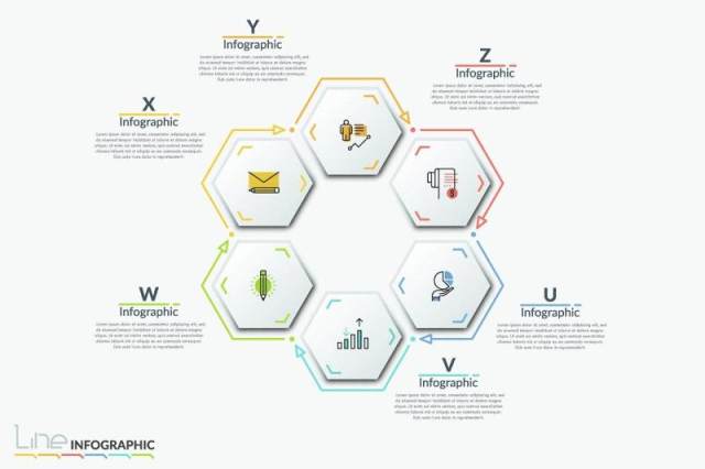 商业线性时间轴螺旋图矩形圆形连接循环关系流程图可视化信息图表AI矢量素材Line-X Infographics