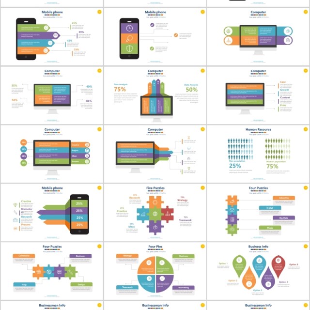 信息图表素材PPT元素Infographics Powerpoint Presentation Slide_16x9