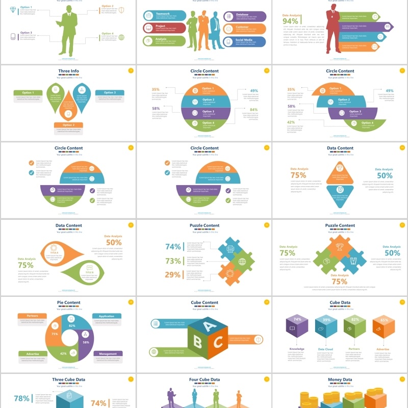 信息图表素材PPT元素Infographics Powerpoint Presentation Slide_16x9