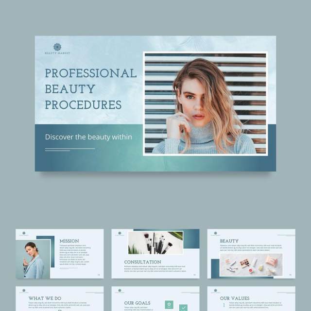 美容市场商业分析创意PPT模板不含照片Beauty Market PowerPoint Presentation Template