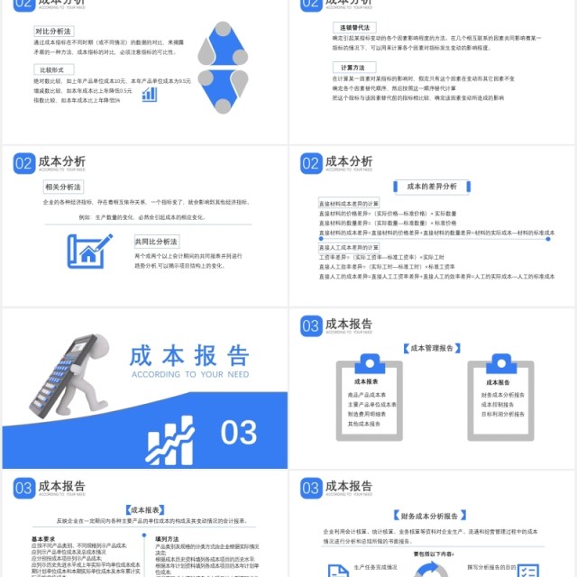 蓝色企业管理成本分析与报告PPT模板