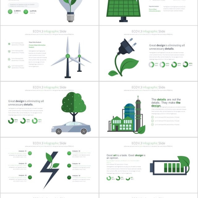 生态环保PPT信息图表幻灯片ECO V.3 PowerPoint Infographics Slides