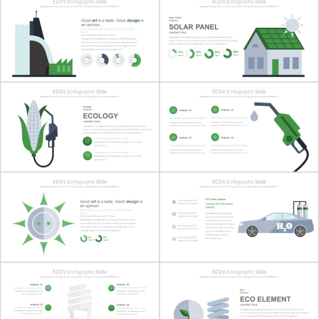 生态环保PPT信息图表幻灯片ECO V.3 PowerPoint Infographics Slides