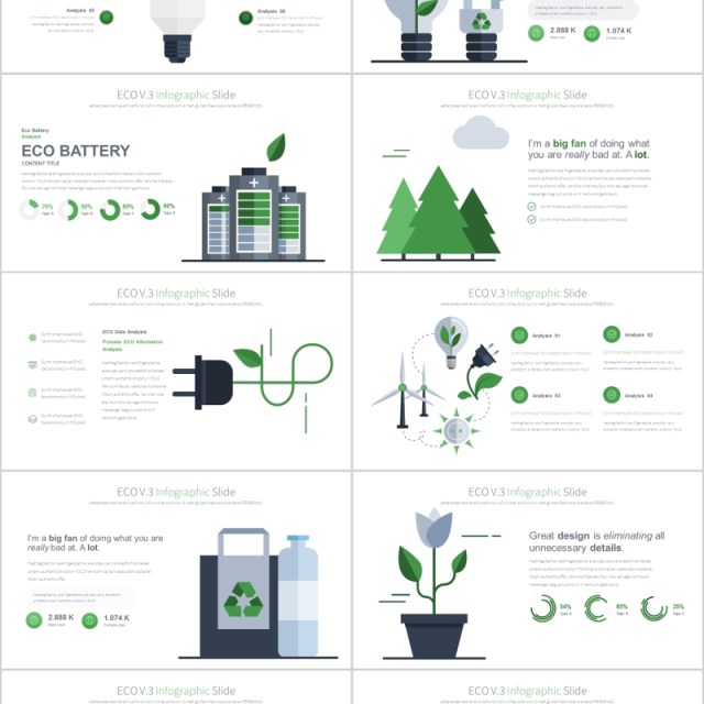 生态环保PPT信息图表幻灯片ECO V.3 PowerPoint Infographics Slides