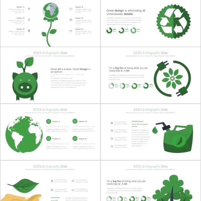 生态环保PPT信息图表幻灯片ECO V.3 PowerPoint Infographics Slides