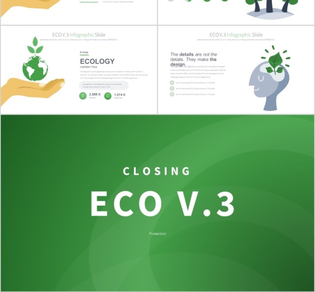 生态环保PPT信息图表幻灯片ECO V.3 PowerPoint Infographics Slides