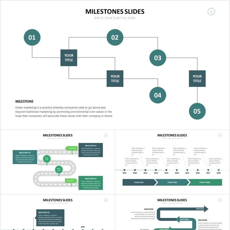 企业里程碑公司发展时间线PPT信息图表素材Milestones Slides Powerpoint Template