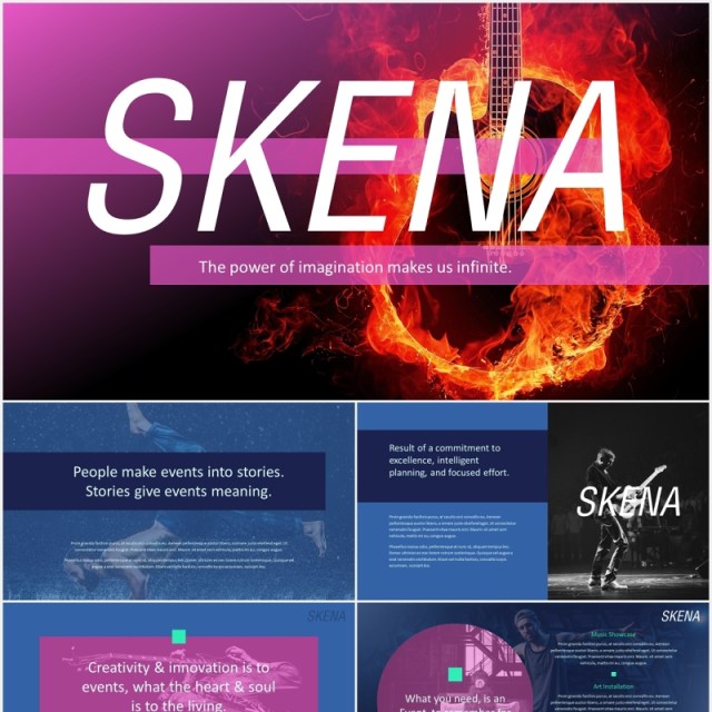 深蓝色创意工作宣传介绍PPT模板skena creative powerpoint template