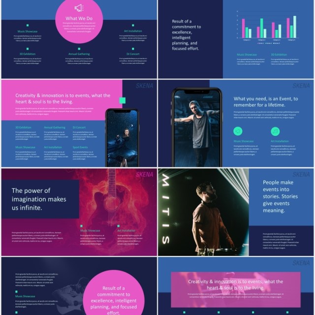 深蓝色创意工作宣传介绍PPT模板skena creative powerpoint template