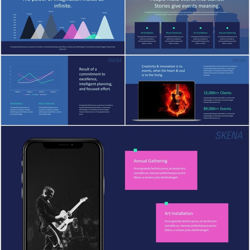 深蓝色创意工作宣传介绍PPT模板skena creative powerpoint template