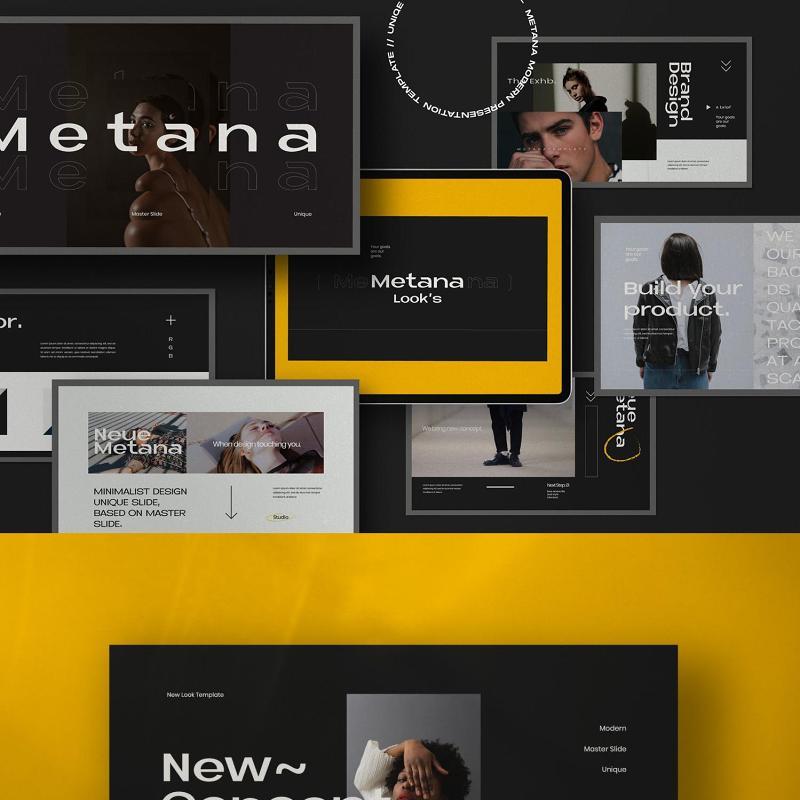 现代商业广告创意公司展示报告PPT模板不含照片Metana Modern Powerpoint Creative Agancy