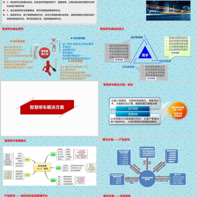 红色简约智慧停车解决方案PPT模板