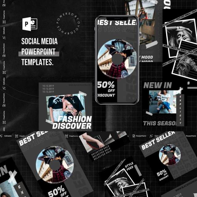 深色手机竖版社交媒体杂志PPT版式模板Social Media PowerPoint Template 深色手机竖版社交媒体杂志PPT版式模板Social Media PowerPoint Template