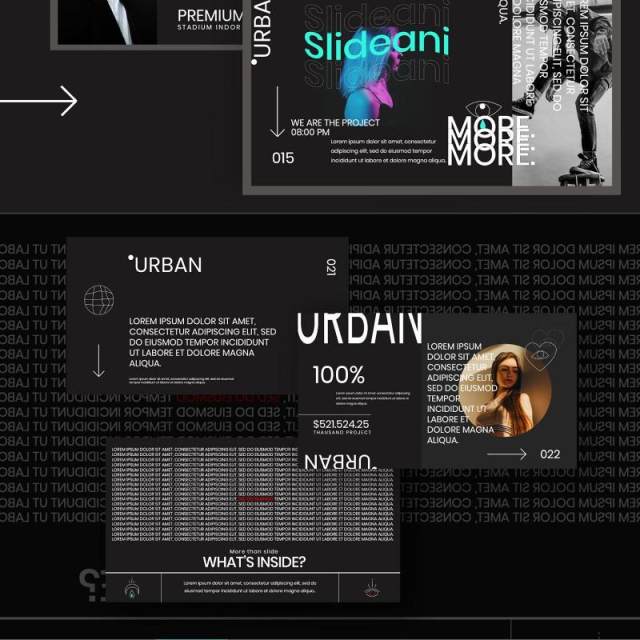 黑色创意商务简报企业商业报告PPT模板不含照片Urban Creative Business Powerpoint