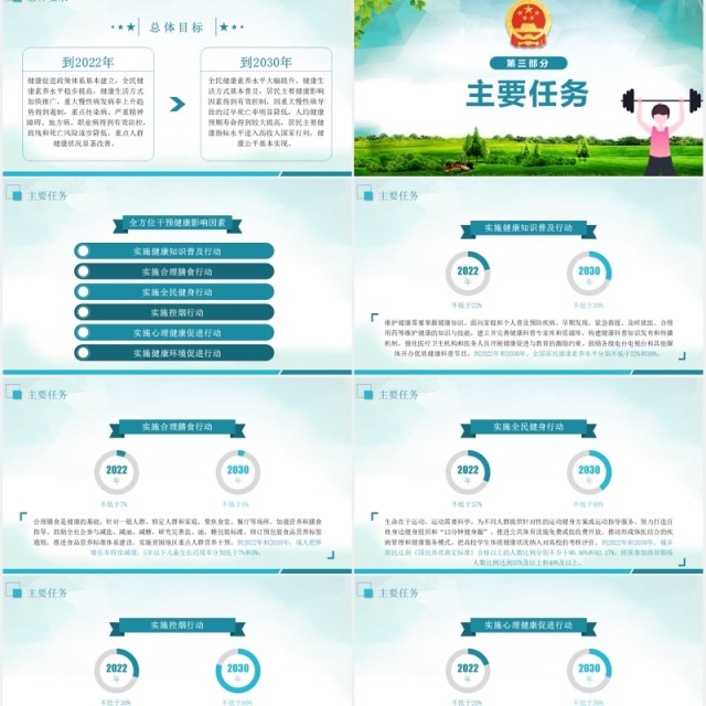 国务院关于实施健康中国行动的意见学习解读党课党建PPT模板 国务院关于实施健康中国行动的意见学习解读党课党建PPT模板