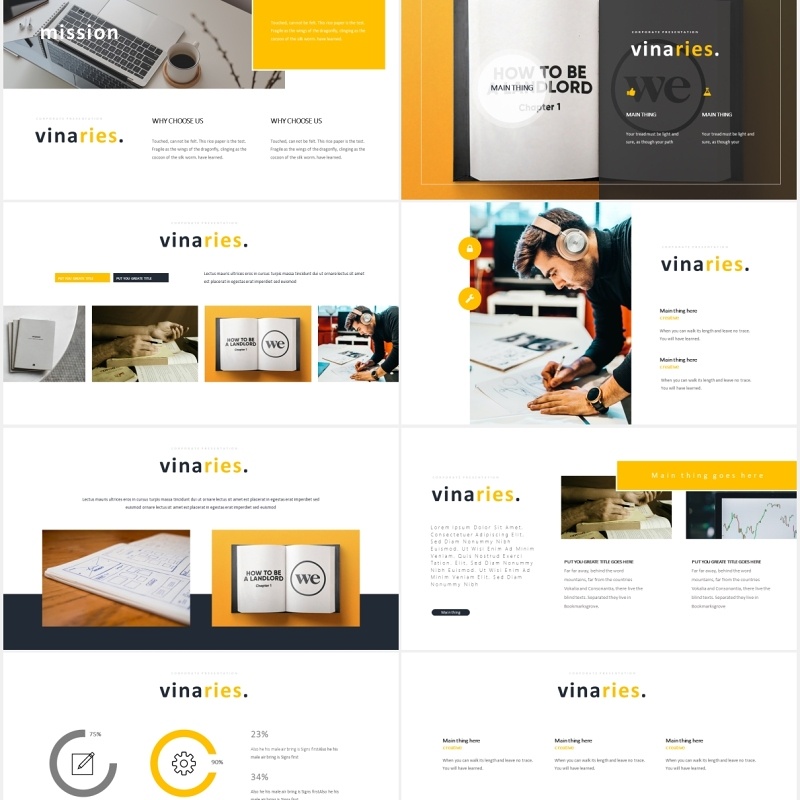 简约公司宣传工作计划报告PPT模板Vinaries Powerpoint Template