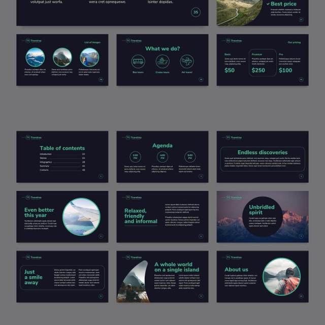 旅游旅行探索商业PPT模板不含照片Tours and Travels PowerPoint Presentation Template