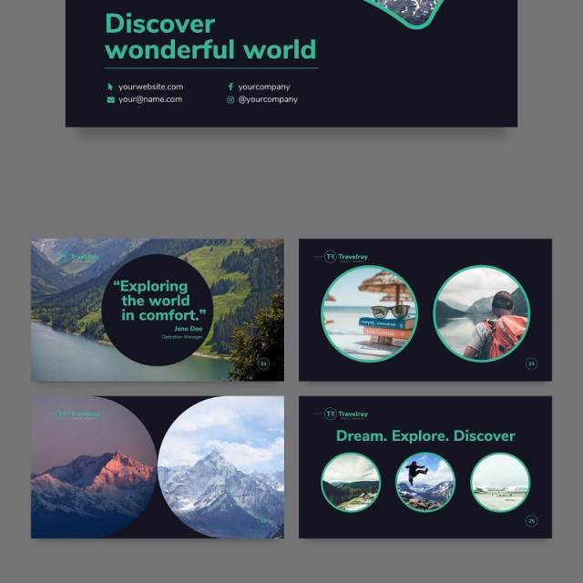 旅游旅行探索商业PPT模板不含照片Tours and Travels PowerPoint Presentation Template