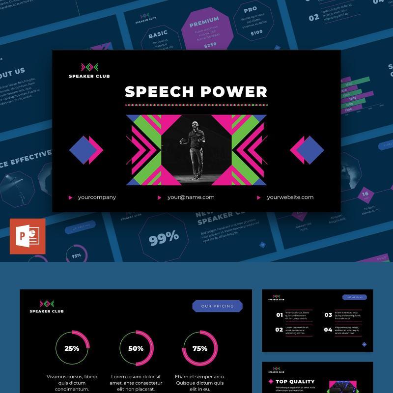 黑色演讲者培训讲师PPT模板不含照片Speaker PowerPoint Presentation Template