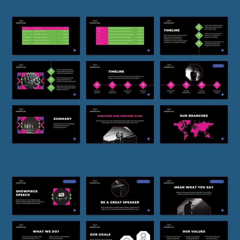 黑色演讲者培训讲师PPT模板不含照片Speaker PowerPoint Presentation Template