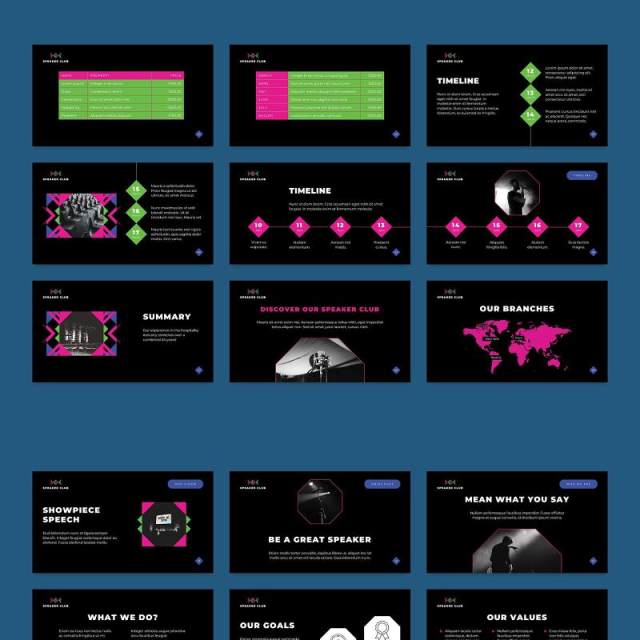 黑色演讲者培训讲师PPT模板不含照片Speaker PowerPoint Presentation Template