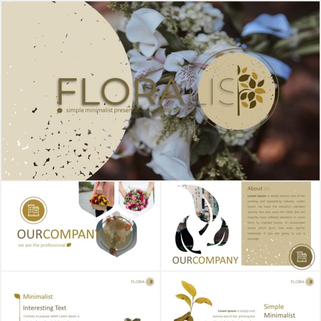 花卉鲜花花店宣传图片排版PPT图表模板Floralist - Powerpoint
