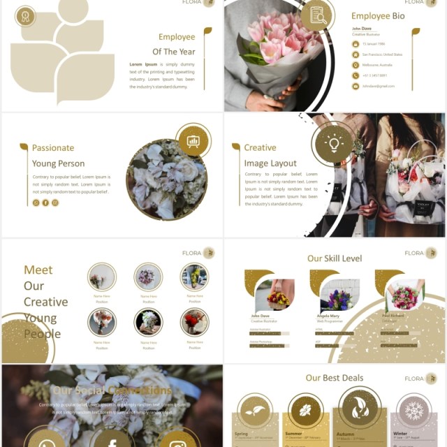 花卉鲜花花店宣传图片排版PPT图表模板Floralist - Powerpoint 花卉鲜花花店宣传图片排版PPT图表模板Floralist - Powerpoint