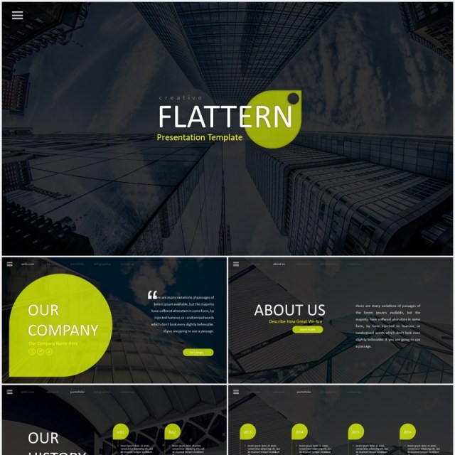 扁平化商务PPT模板flattern powerpoint template